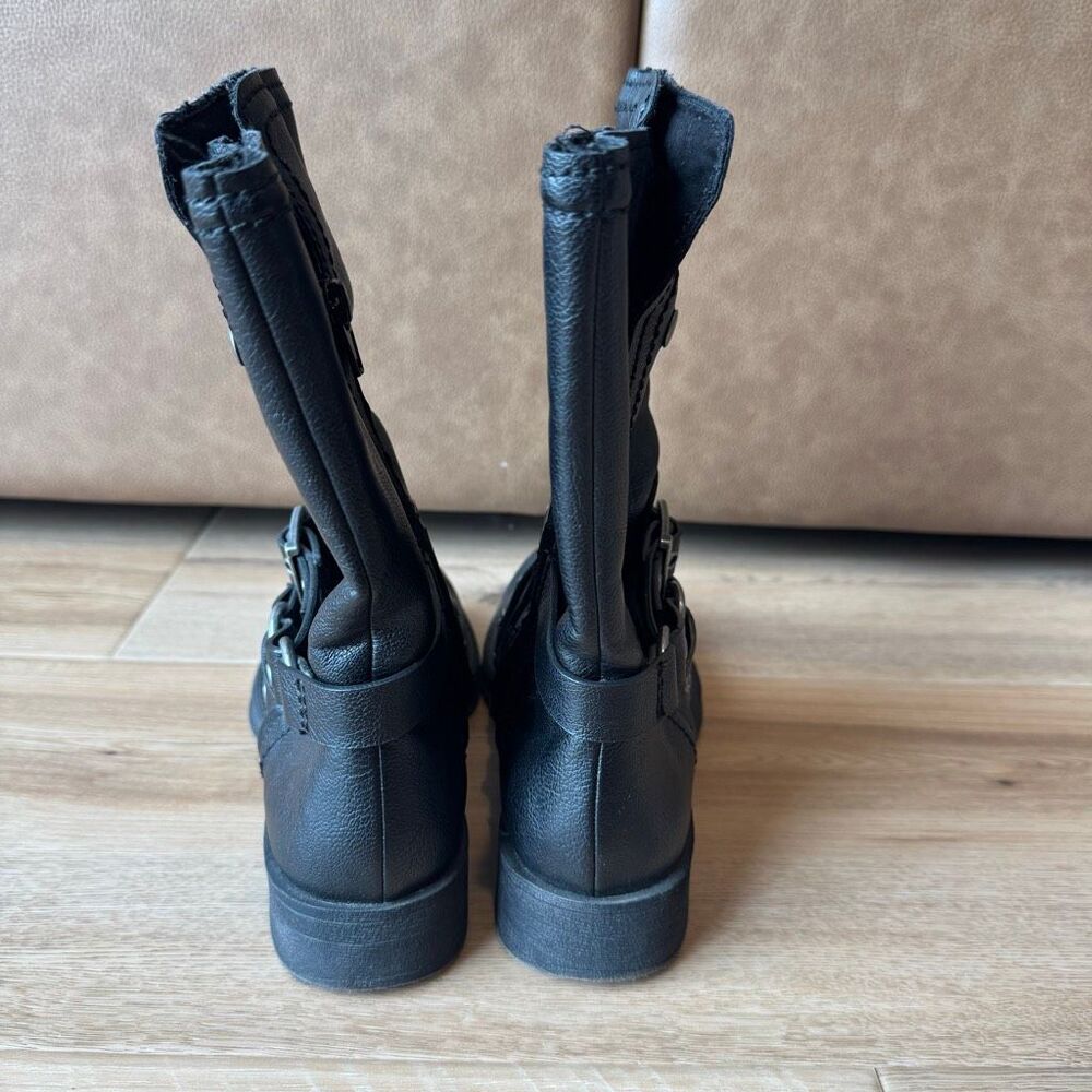 Zodiac Faith Black Faux Leather Moto Slouch Mid Calf Boots Grunge Biker 7 Ankle - Picture 5 of 7